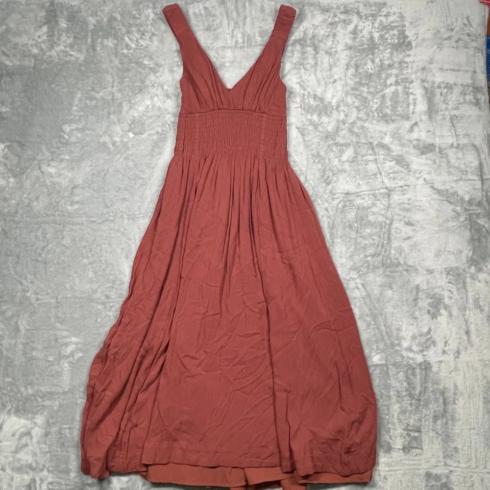 Abercrombie & Fitch Maxi Dress Women Dusty Rose Smocked V-Neck Sleeveless XS